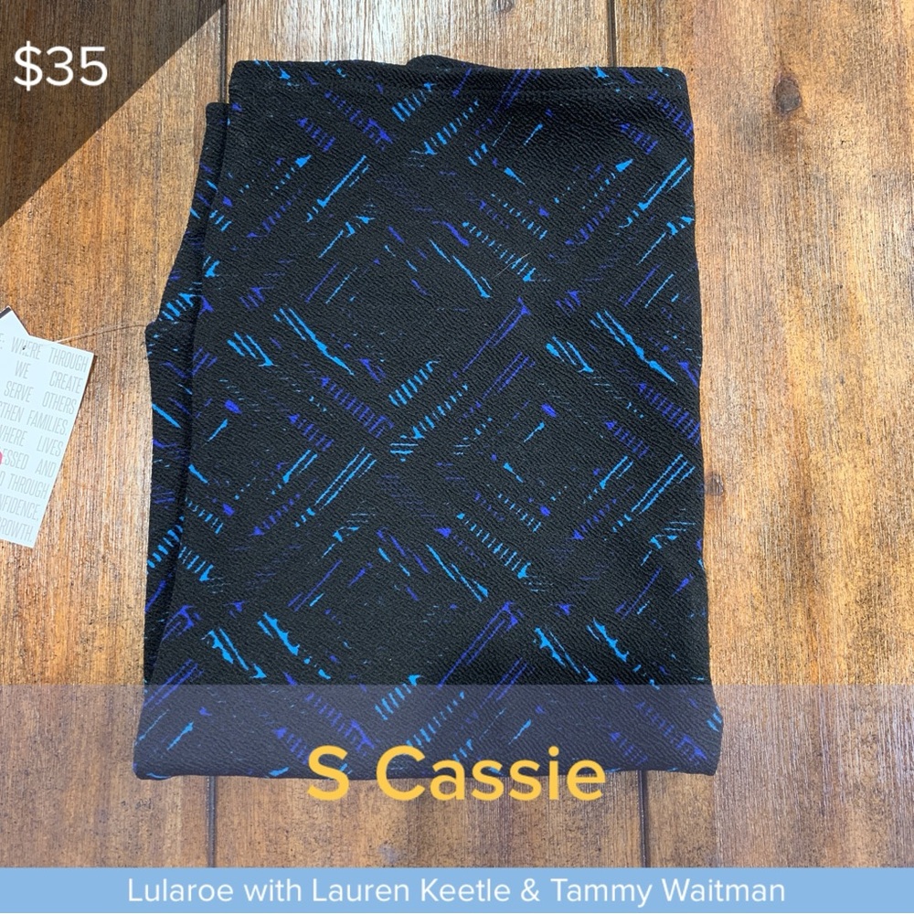 LuLaRoe Black and Blue Geometric Skirt